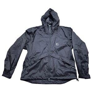 Red Ledge Mens XS Black Rain Jacket Windbreaker Packable Hooded A080 Nylon Shell